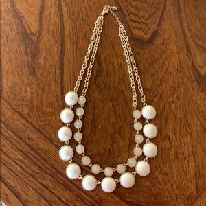 Gold and Cream Colored Layered Necklace